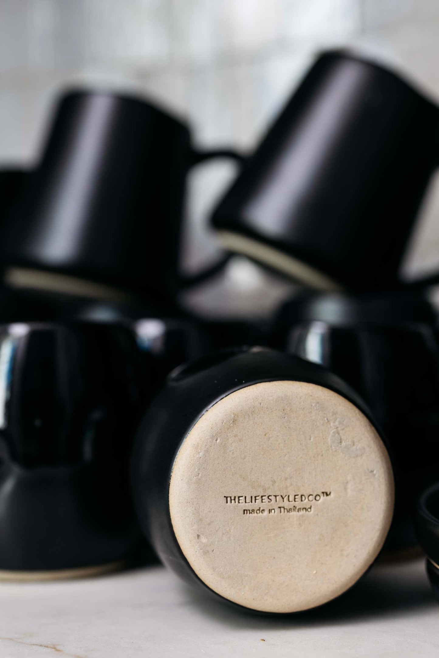 Dean Stoneware Coffee Mug - Matte Black - Set of 4