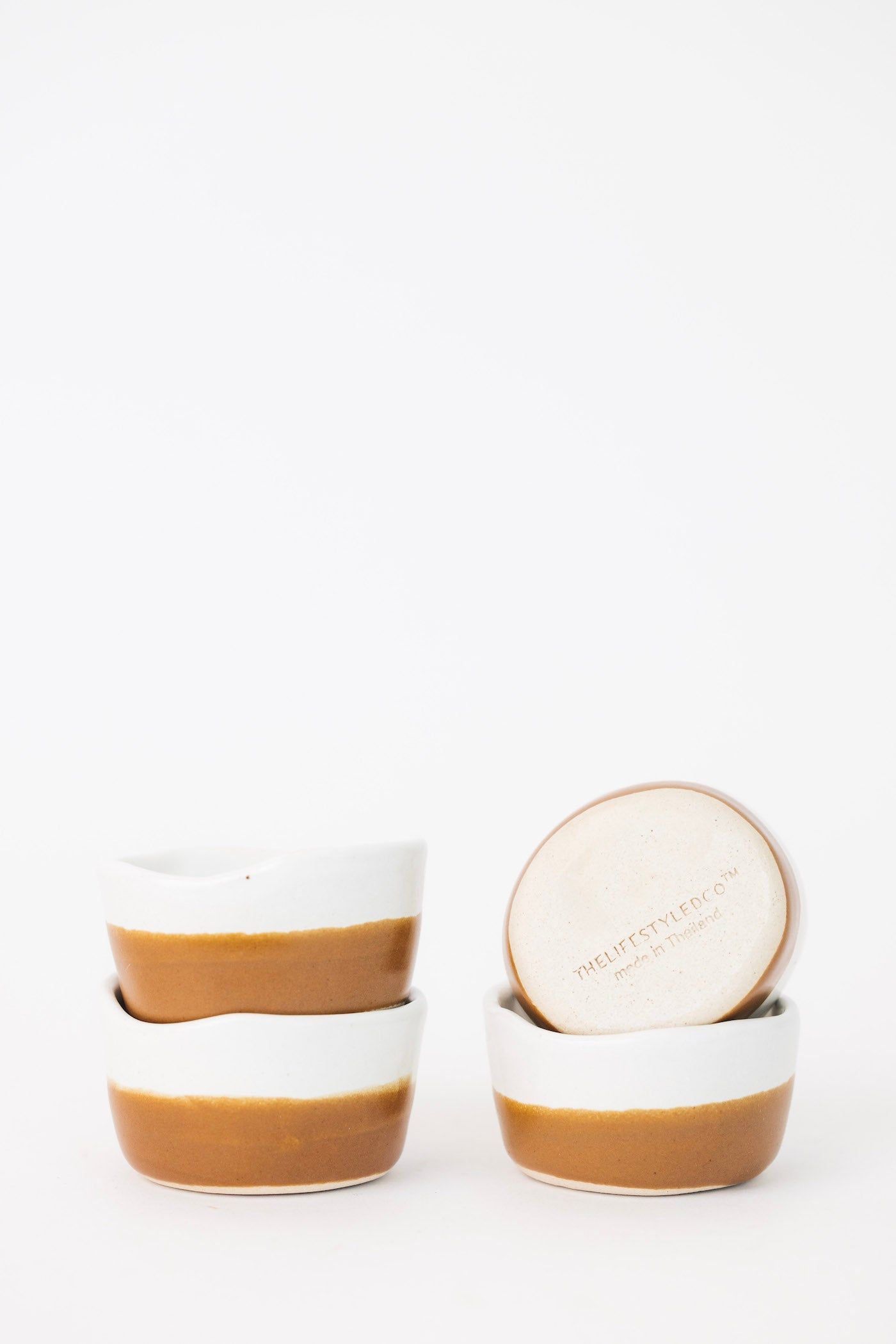 Waylon Pinch Bowl - Brown/White - Set of 4