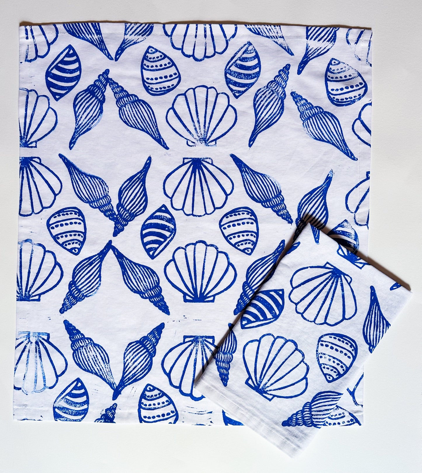 Shells on White Dinner Napkins