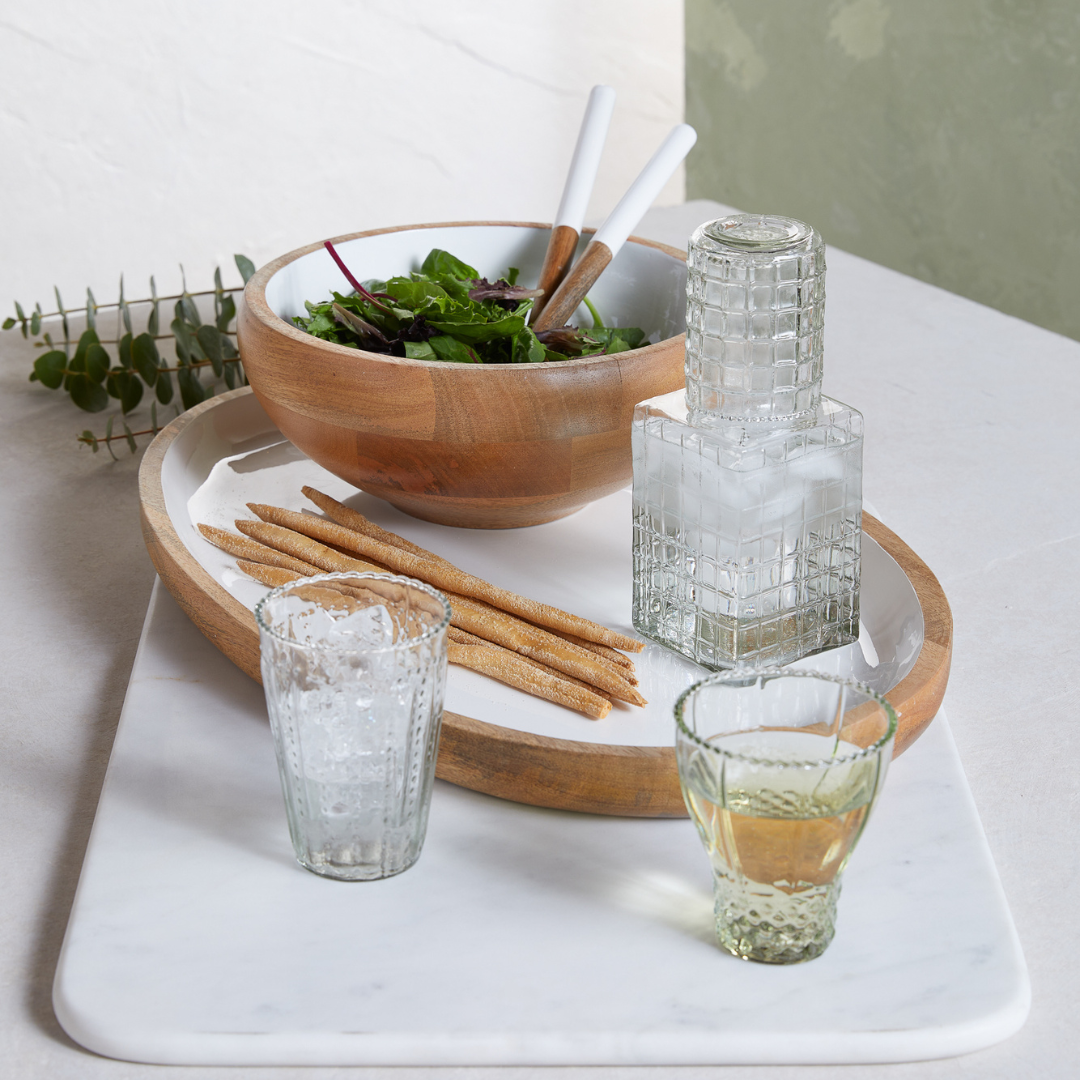 Ruffle Glass Bedside Carafe and Tumbler Set