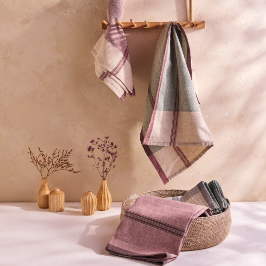 Lula Kitchen Towel, Set of 3, Mauve