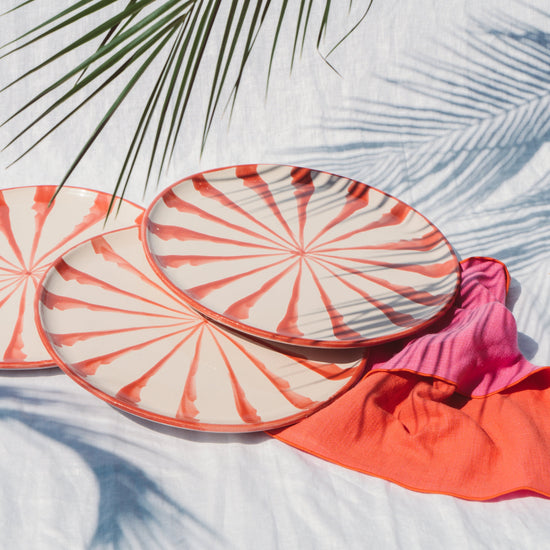 Dinner plate with candy cane stripes