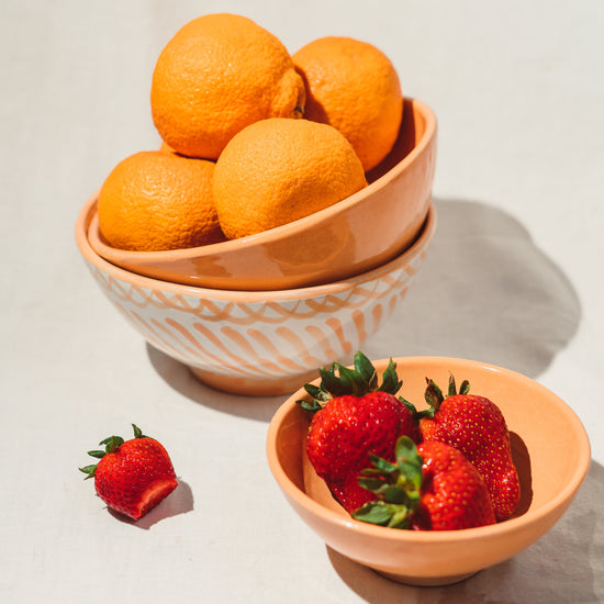 Small bowl with peach glaze