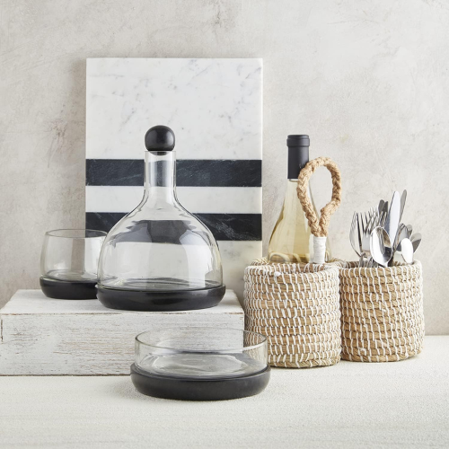 Black Marble & Glass Dip Bowl