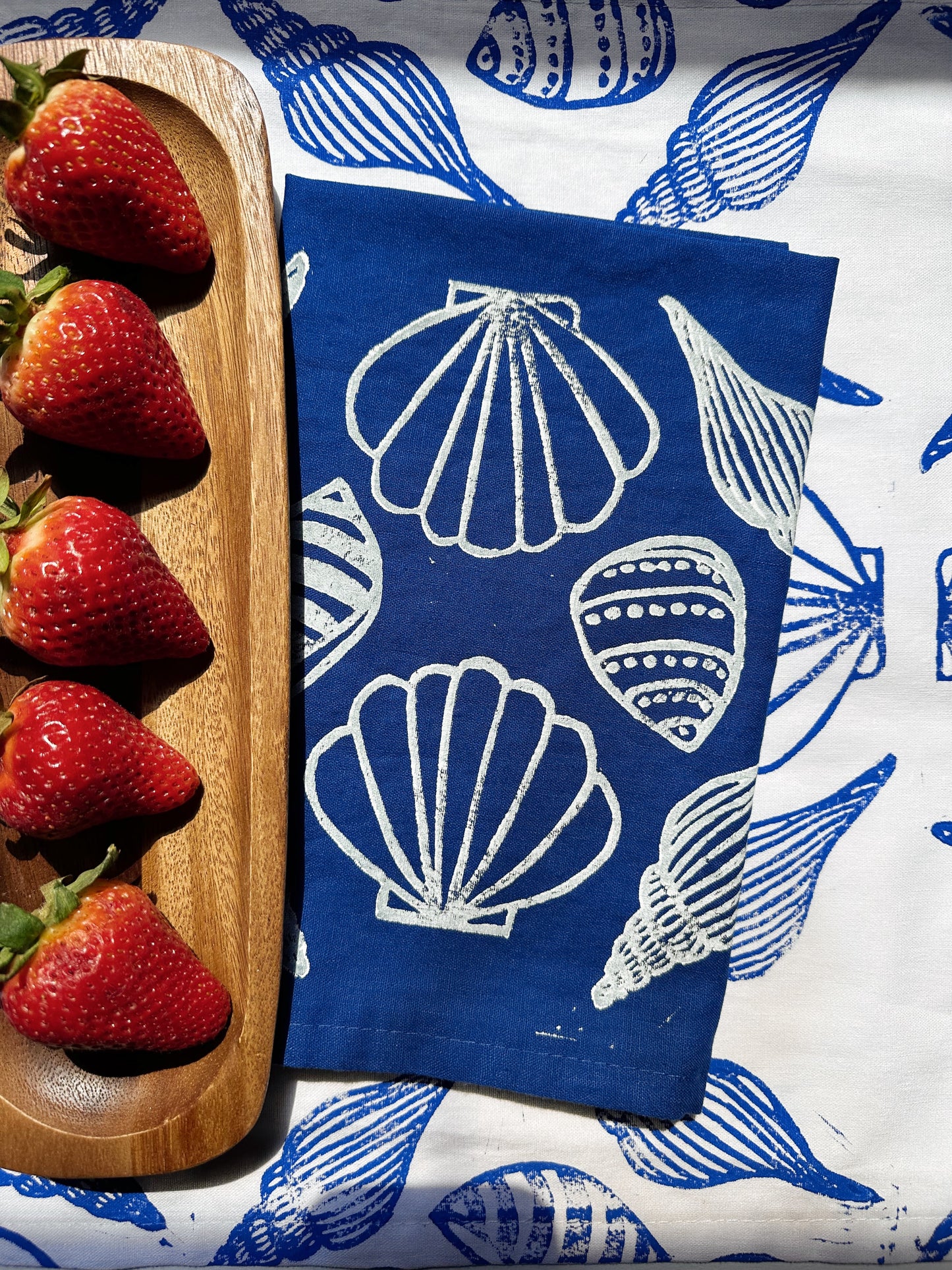 Shells on Blue Dinner Napkins