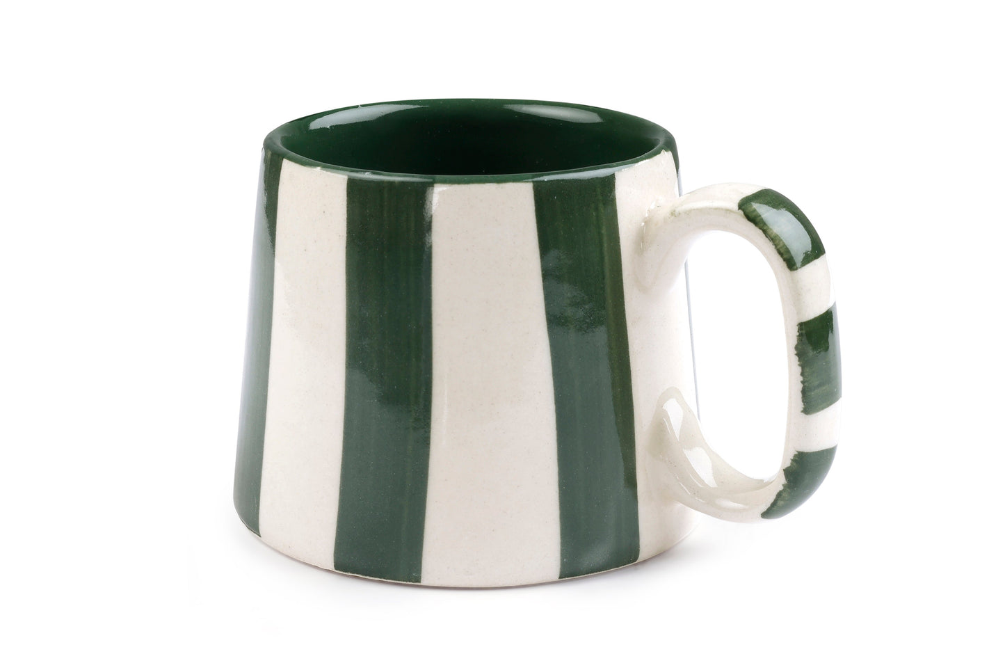Ceramic olive  Stripe Coffee cup- 220ml (SET OF 4)
