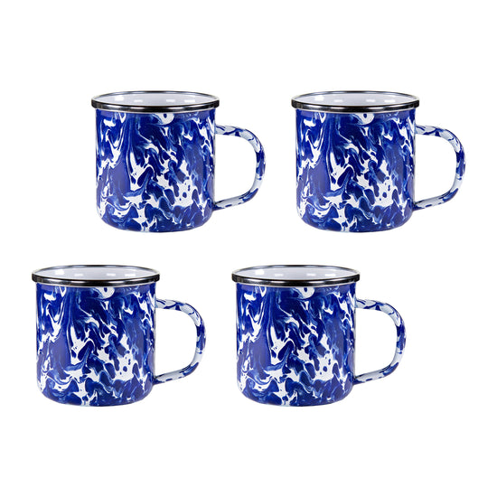 Cobalt Swirl 12 oz Mugs - Set of 4