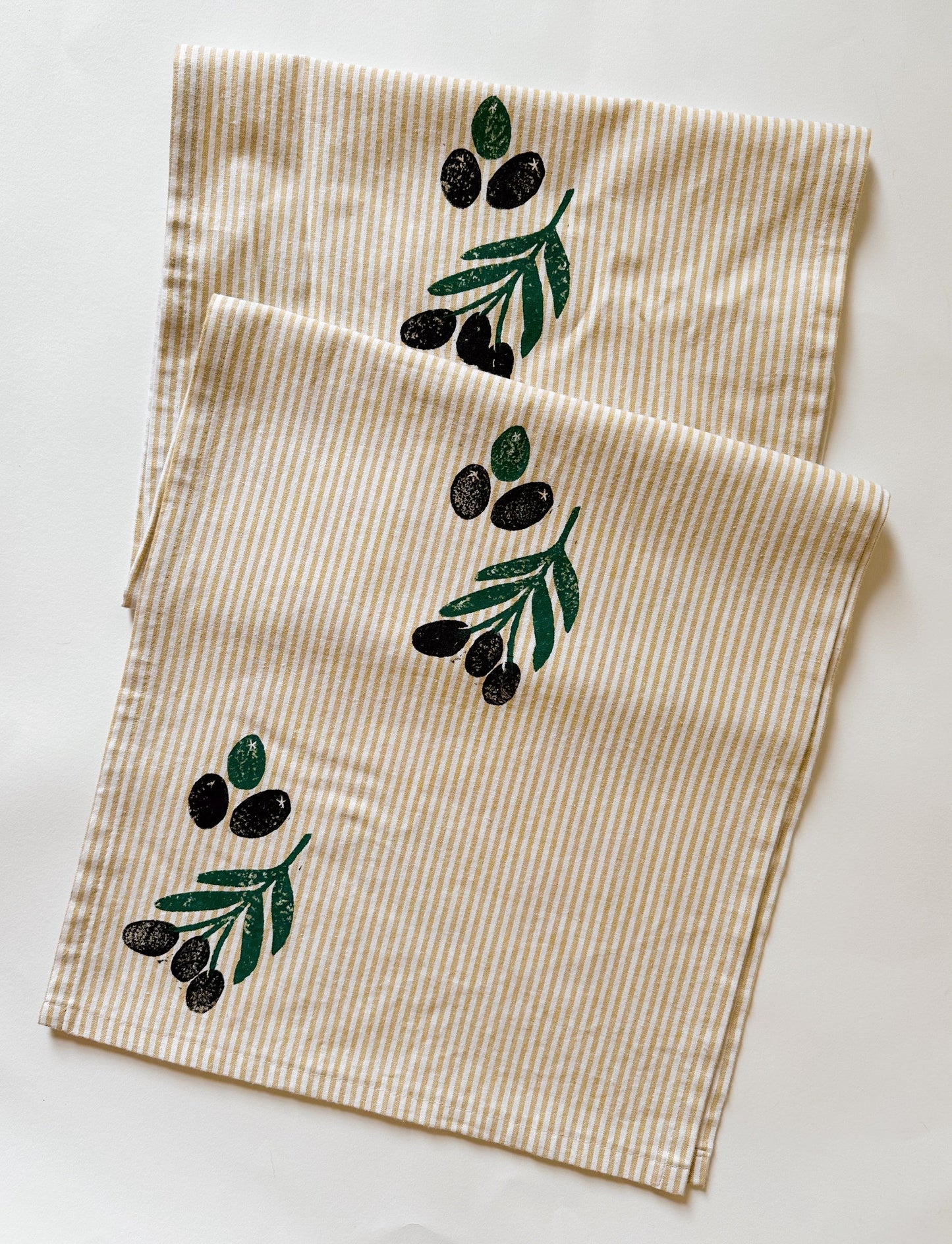 Olives on Stripe Table Runner