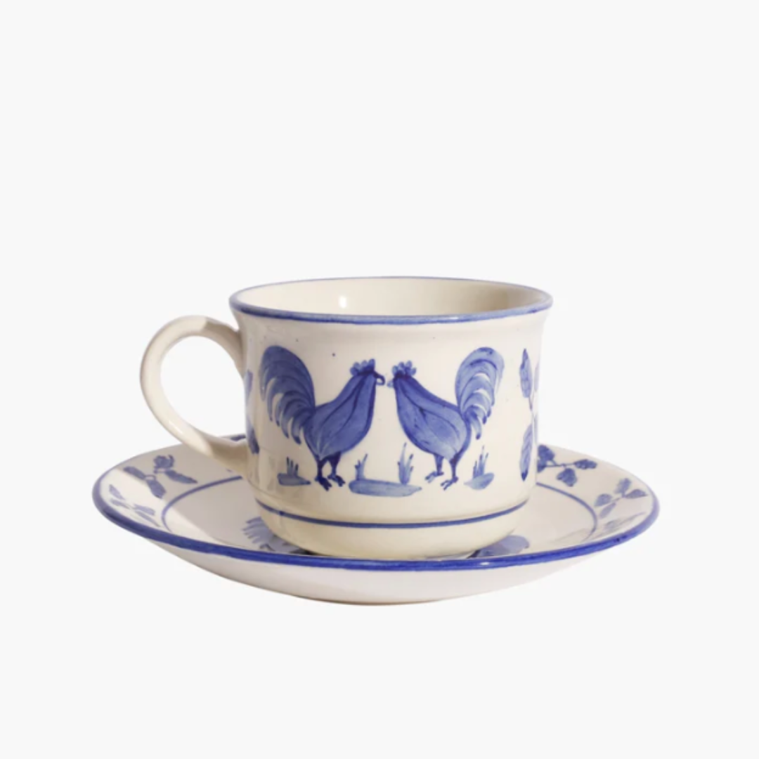 La Coquette Blue Coffee|Tea Cup + Plate - Set of 2