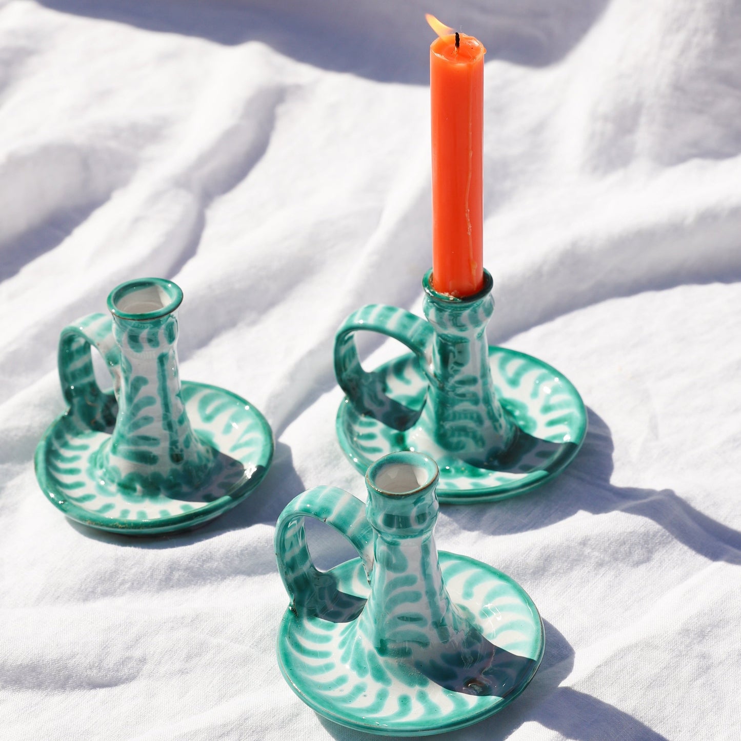 Candlestick with hand painted designs