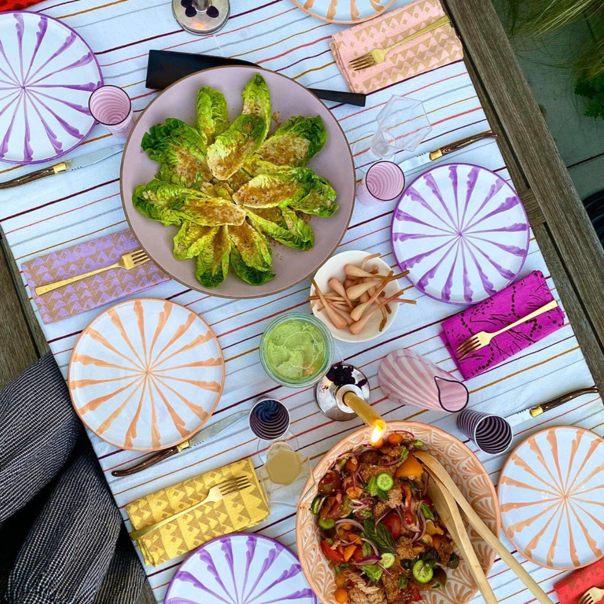 Dinner plate with candy cane stripes