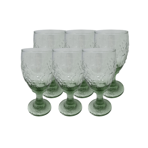 Clear Green Grapes One-of-a-kind Vintage Glasses - Set of 6