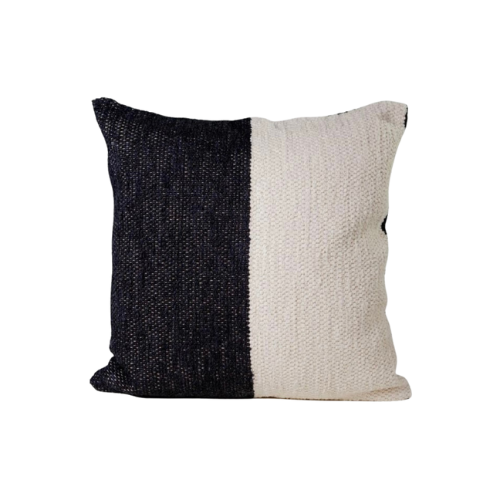 Color Block Cushion | Cream & Charcoal