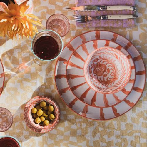 Blurred Lines Dinner Plate - Coral  x 1