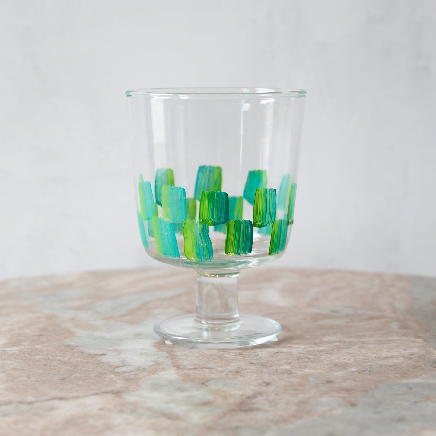 Hand Painted Checkers Short Glass - Set of 2