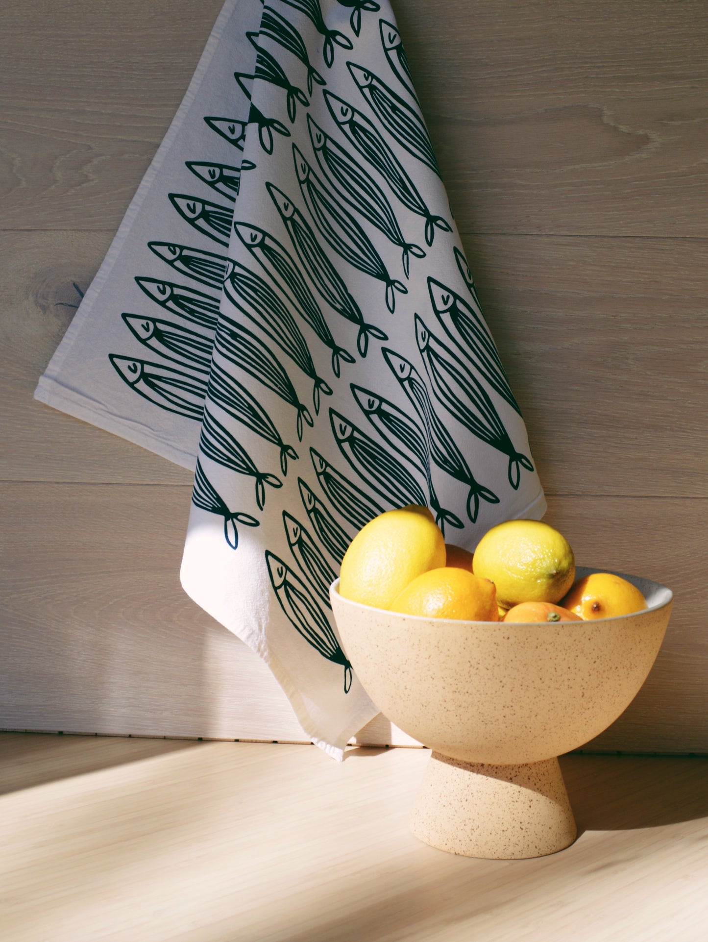 Sardines on White Tea Towel