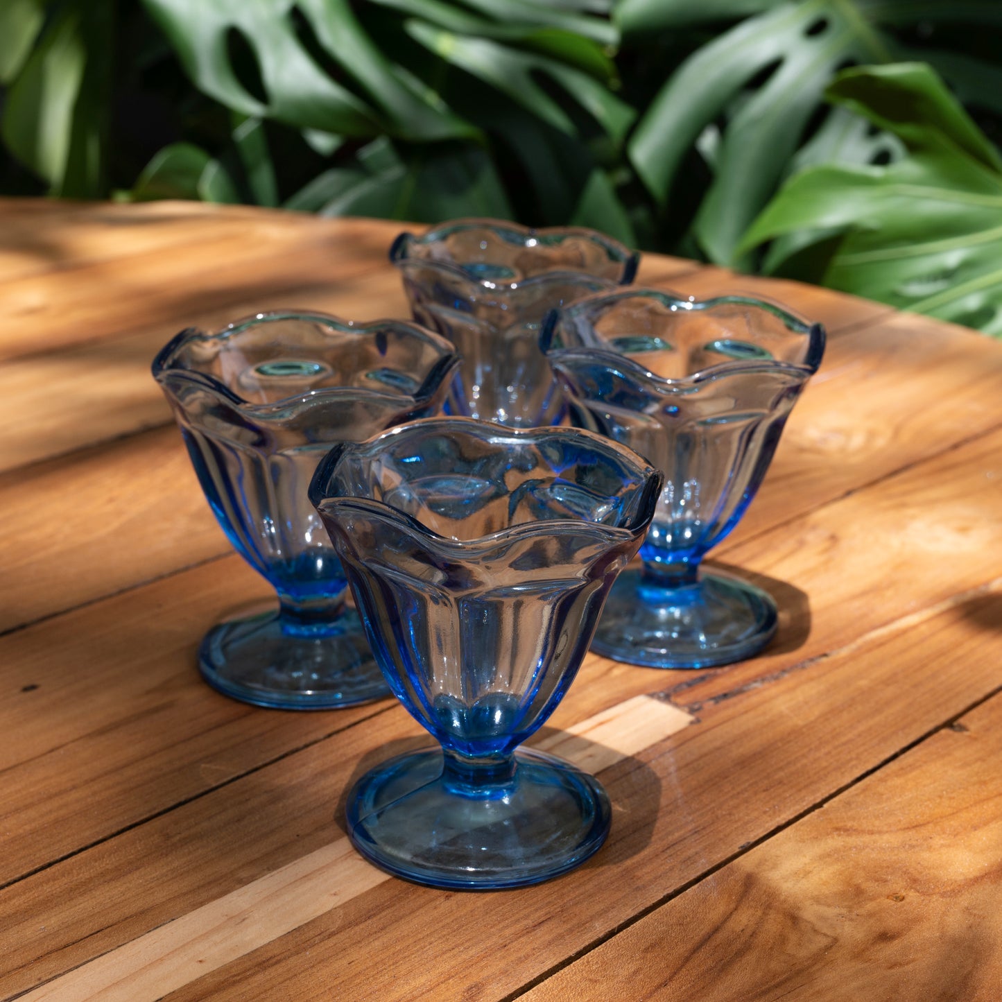 Light Blue Ice Cream Glasses - Vintage