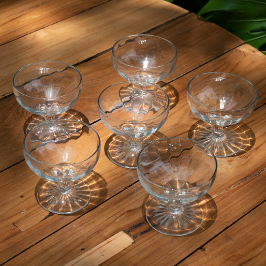 Etched Coupe Glasses - Vintage