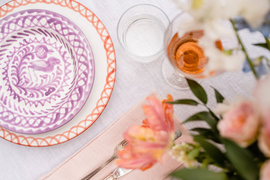 Salad plate with hand painted designs