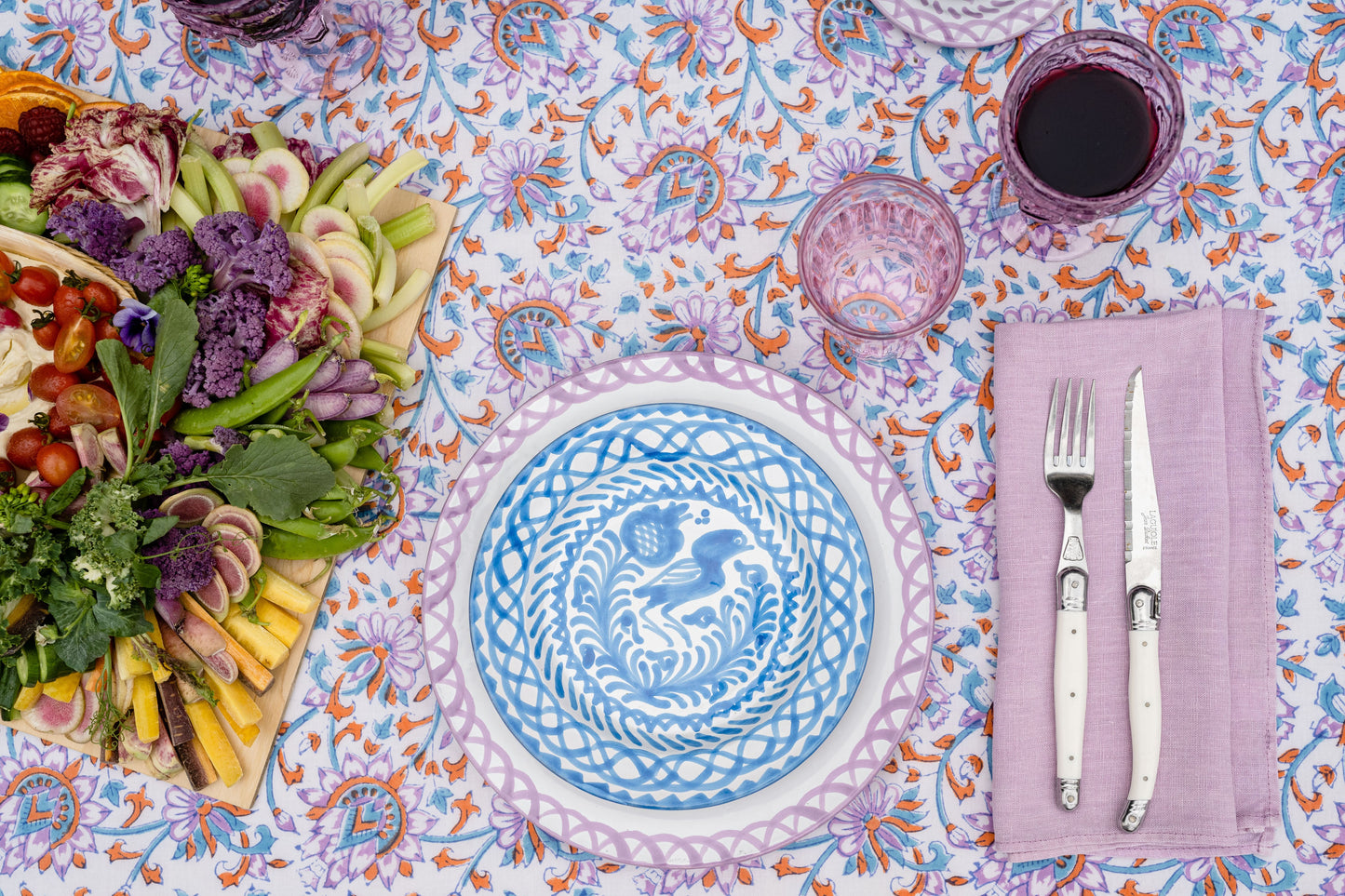 Salad plate with hand painted designs