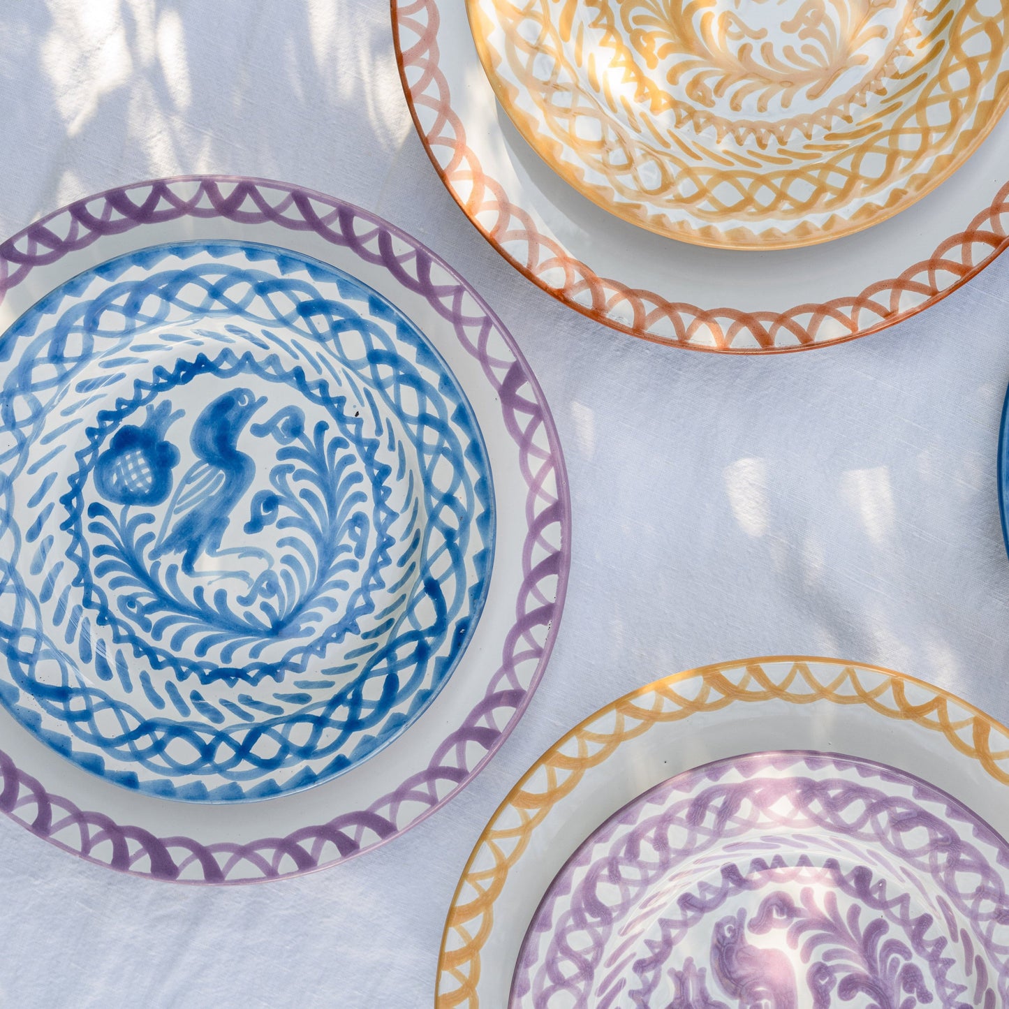 Salad plate with hand painted designs