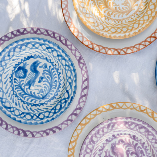 Salad plate with hand painted designs