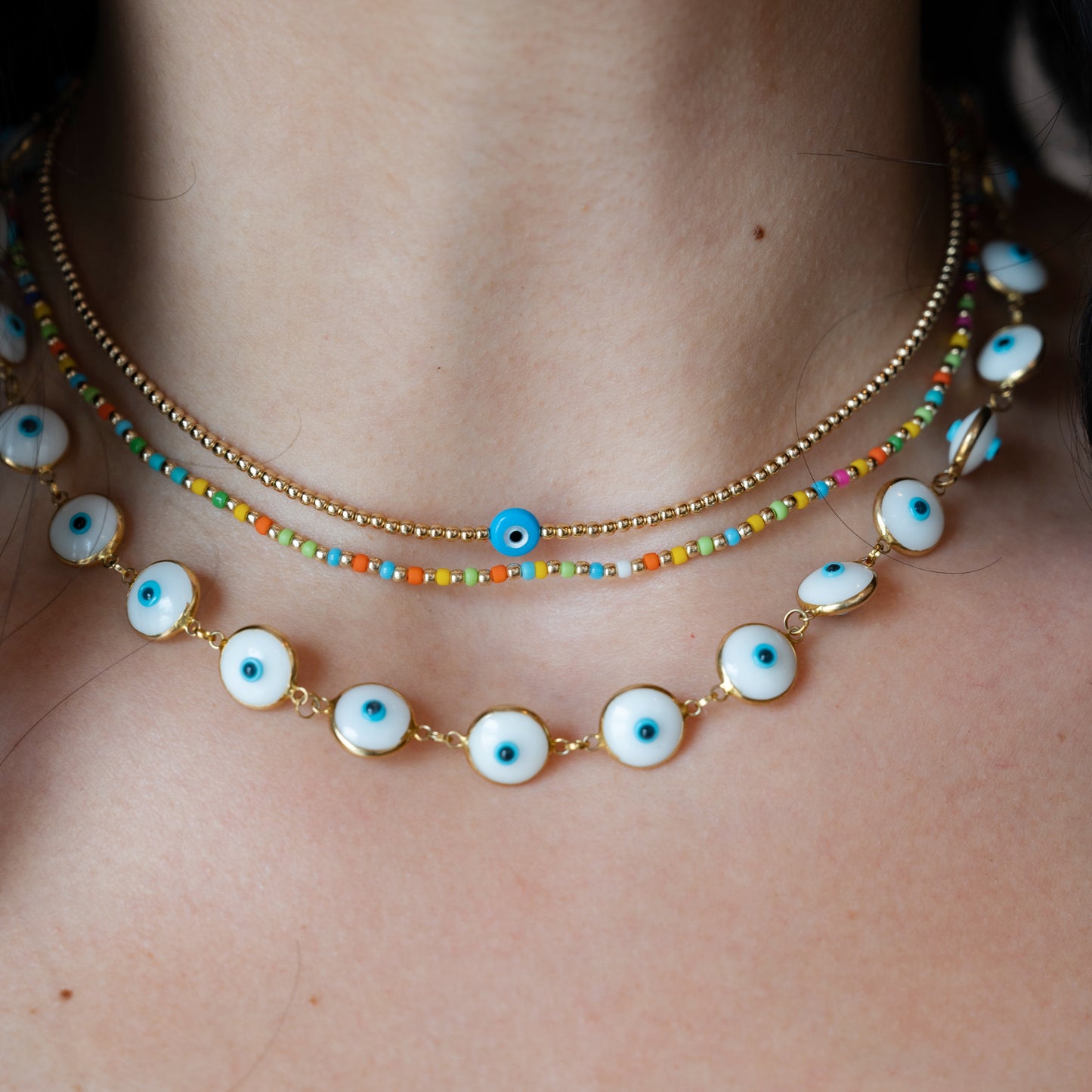 White & Blue Evil Eye Necklace