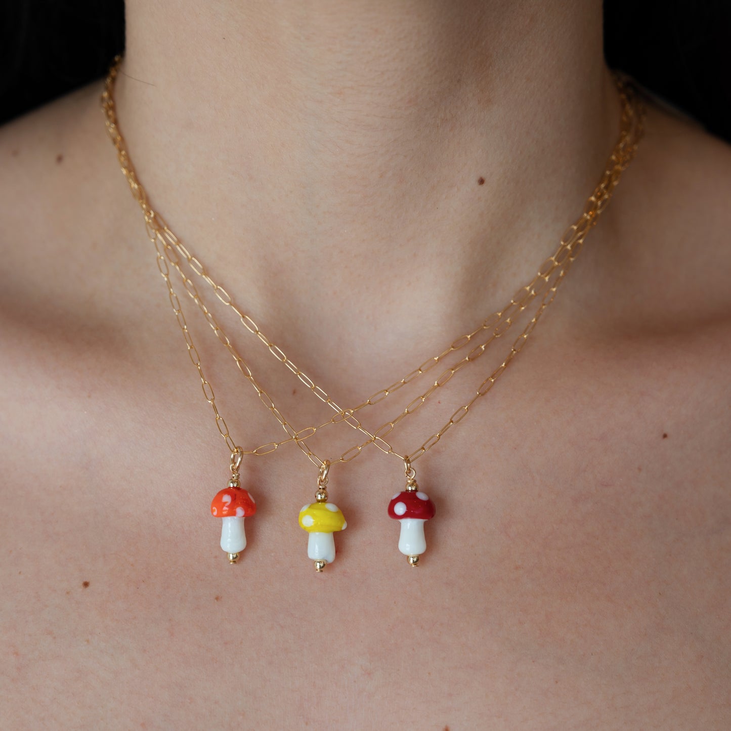Gold Chain Color Mushroom Necklace