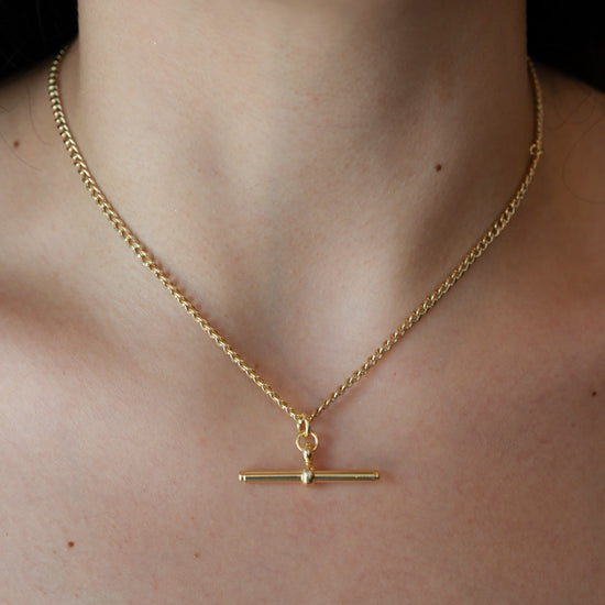 Gold Bar Pendant on Gold Chain