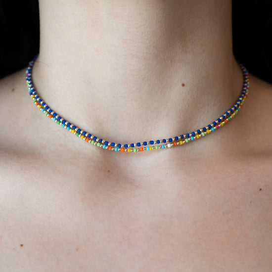 Color & Silver or Gold Beaded Necklace