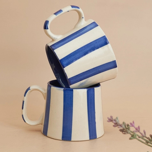 Ceramic Stripe Mug - Set of 2