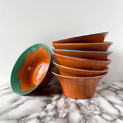 Dipped Pentagon Bowl | Pink & Terracotta