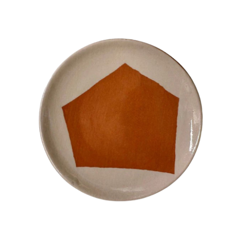 Dipped Pentagon Plate in Beige & Green | Set of 2
