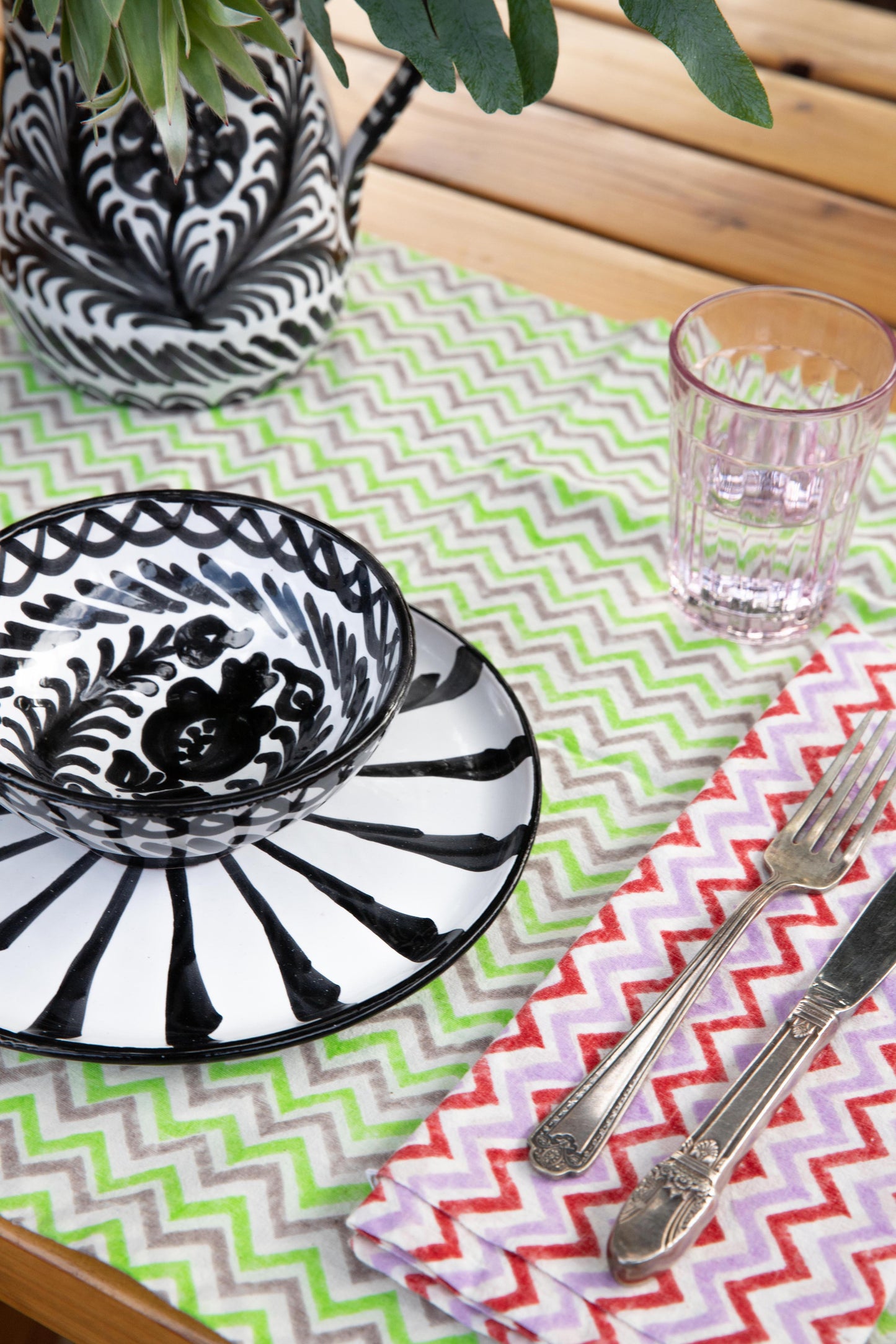 Salad plate with candy cane stripes