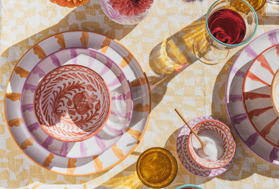 Salad plate with candy cane stripes