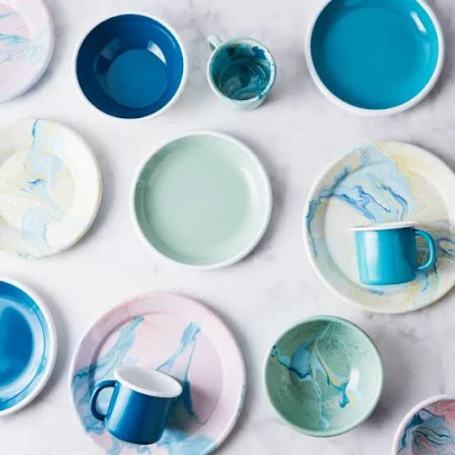 Multi-Swirl Appetizer Enamelware Plate