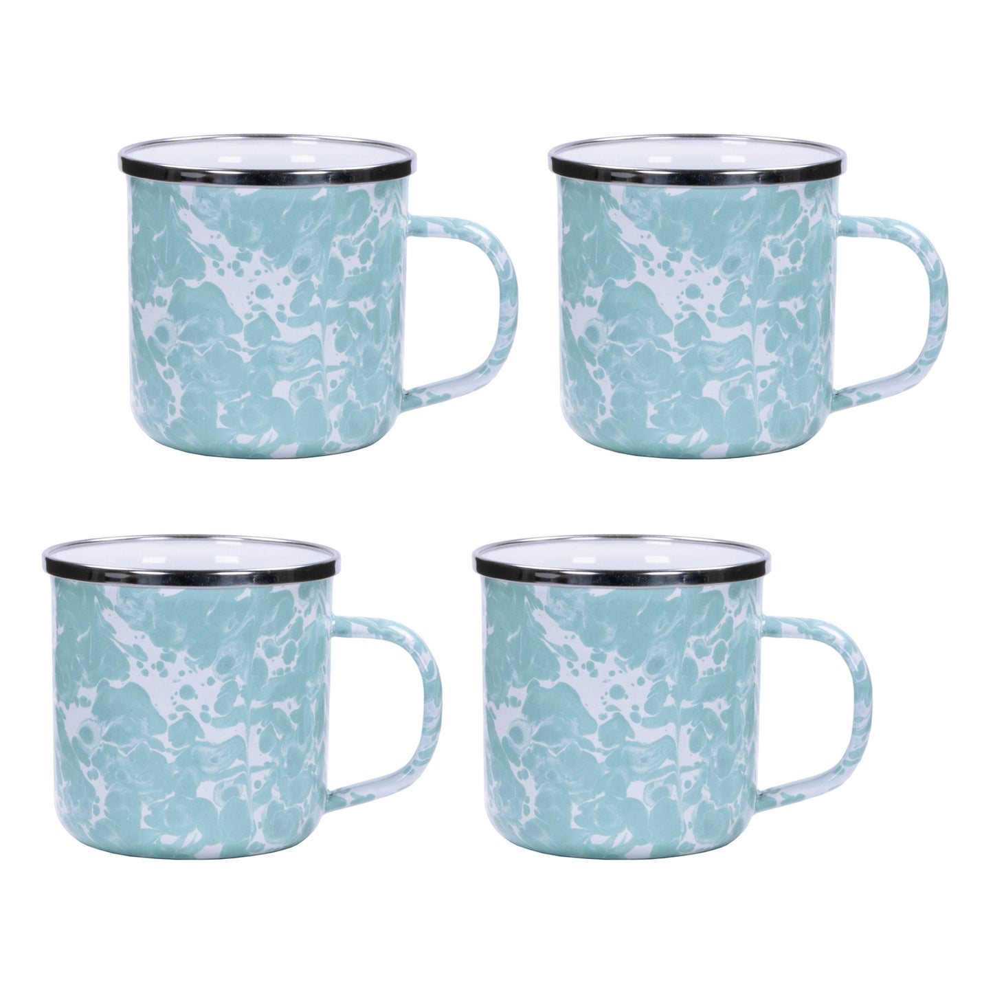 Sea Glass Swirl 12 oz Mugs - Set of 4