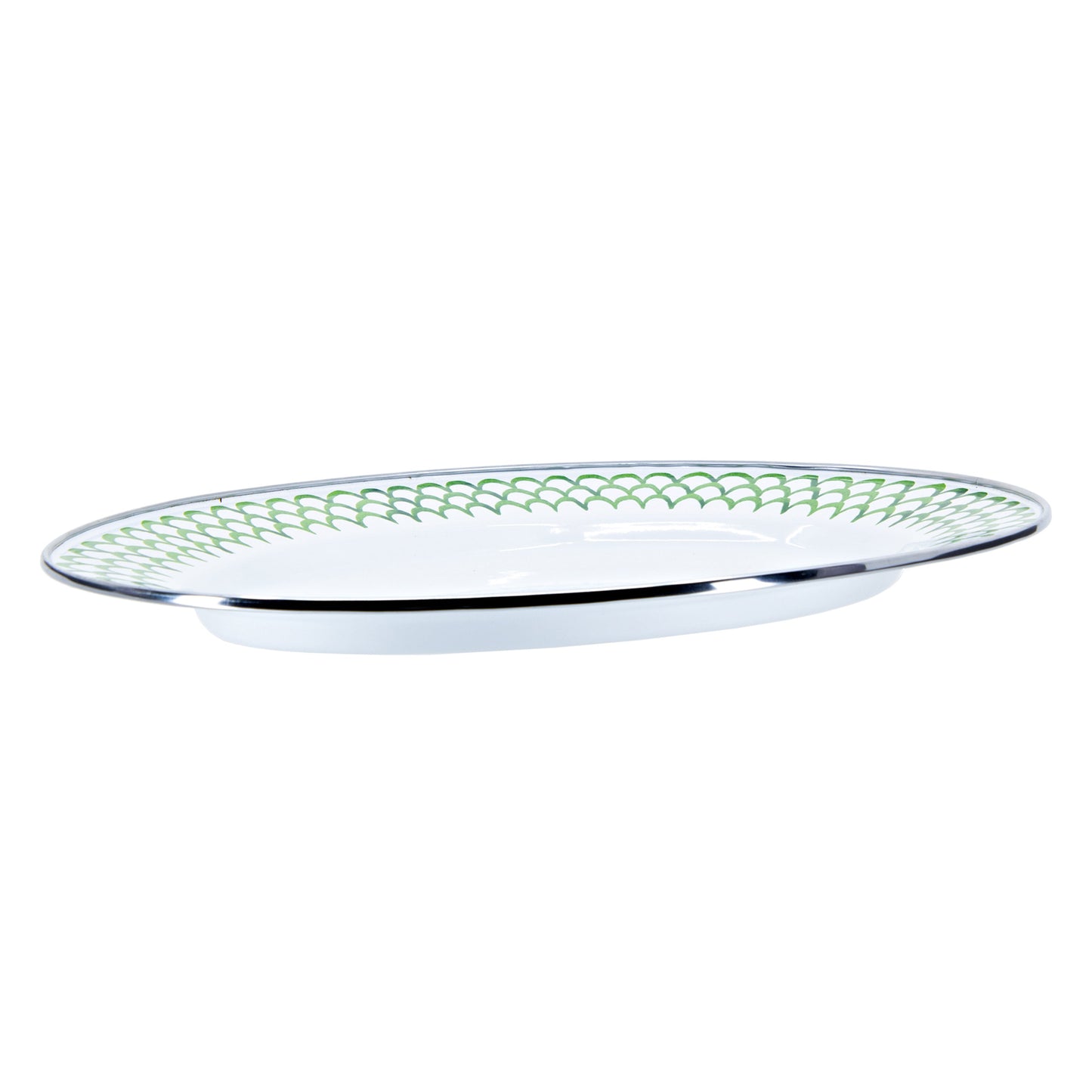 Green Scallop Oval Platter