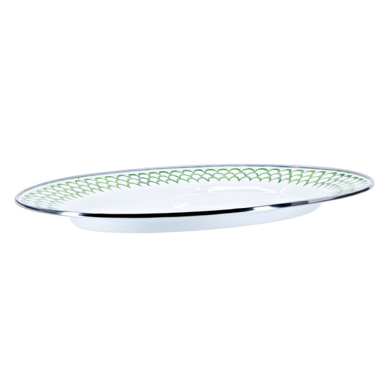 Green Scallop Oval Platter