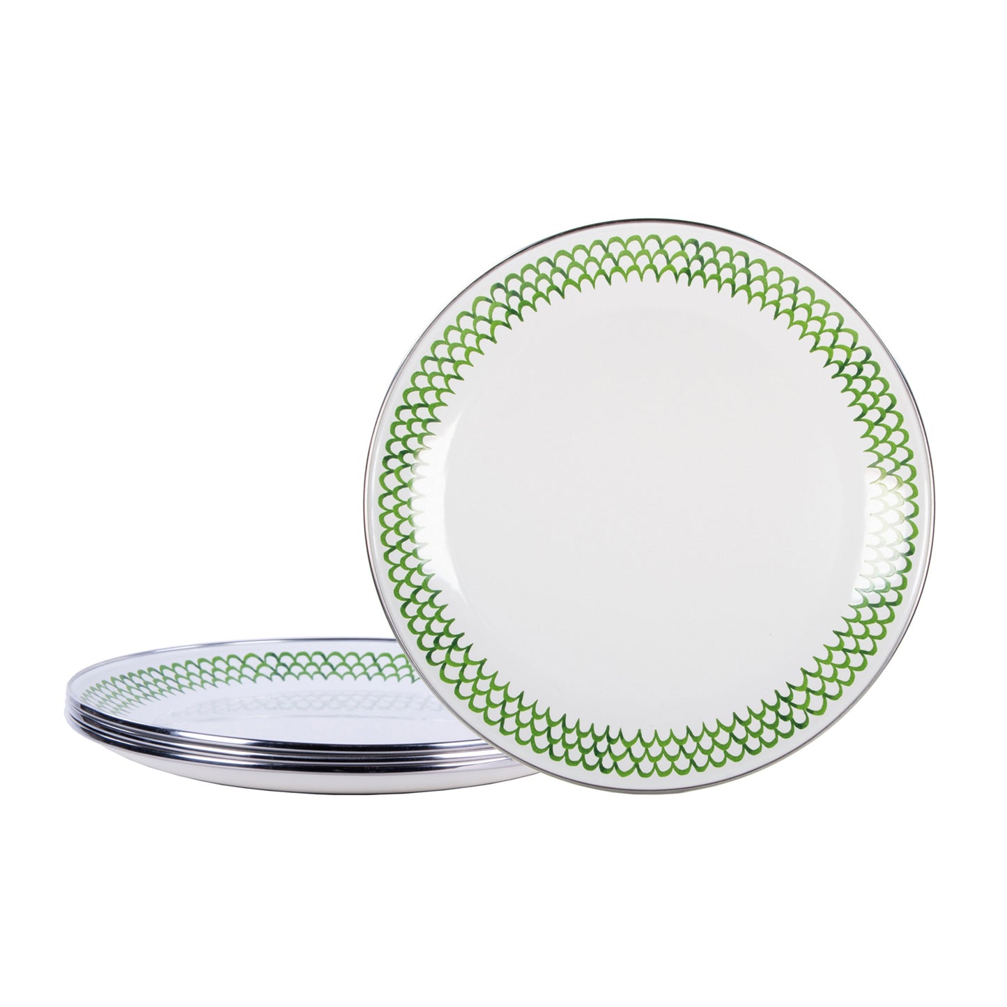 Green Scallop Dinner Plates - Set of 4