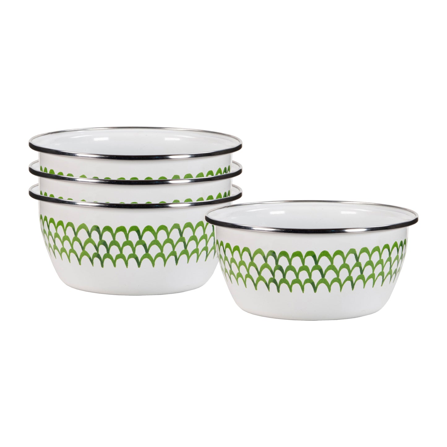 Green Scallop Salad Bowls - Set of 4
