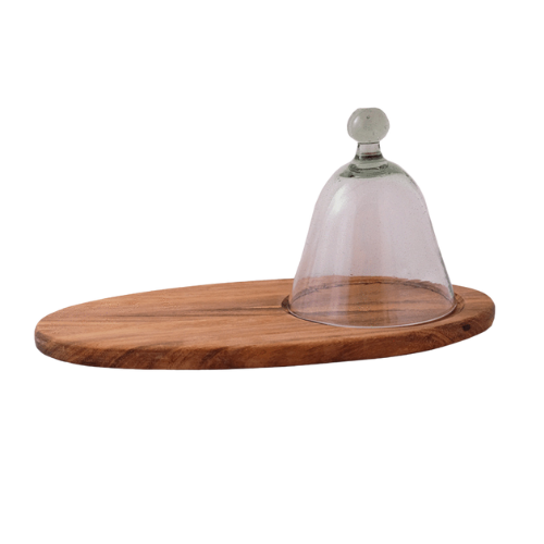 Glass Dome with Cheese Board