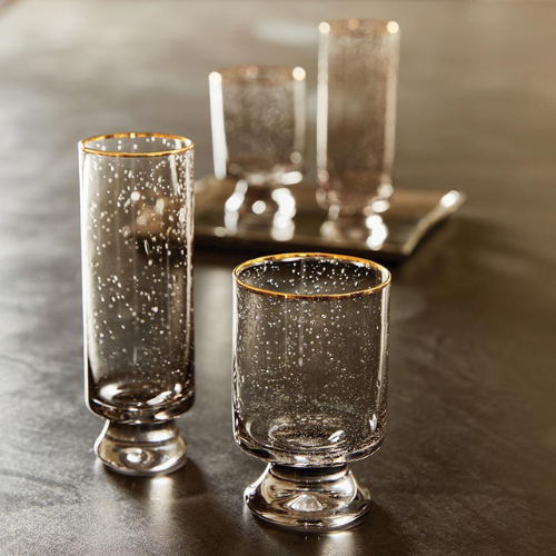 Gold Rimmed Champagne Glass - Grey | Set of 4
