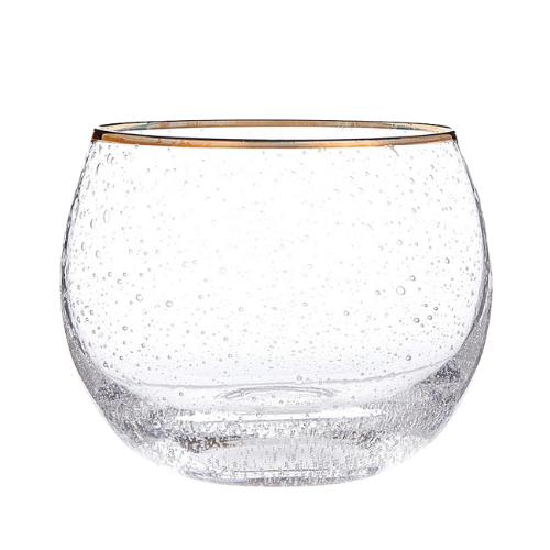 Gold Rimmed Roly Poly Glass - Set of 2