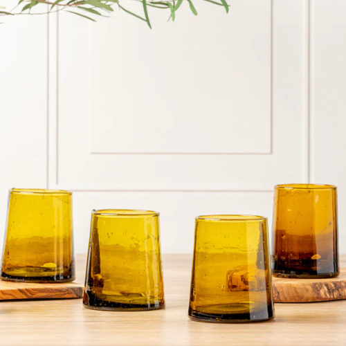 Handblown Cone Shaped Short Glasses - Set of 4