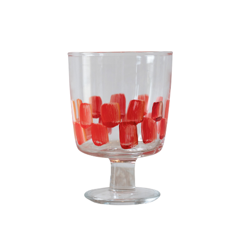 Hand Painted Checkers Short Glass - Set of 2