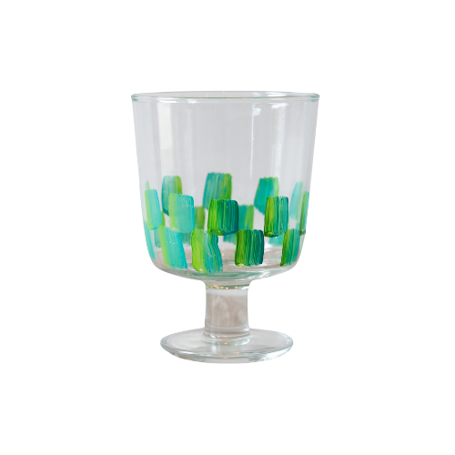 Hand Painted Checkers Short Glass - Set of 2