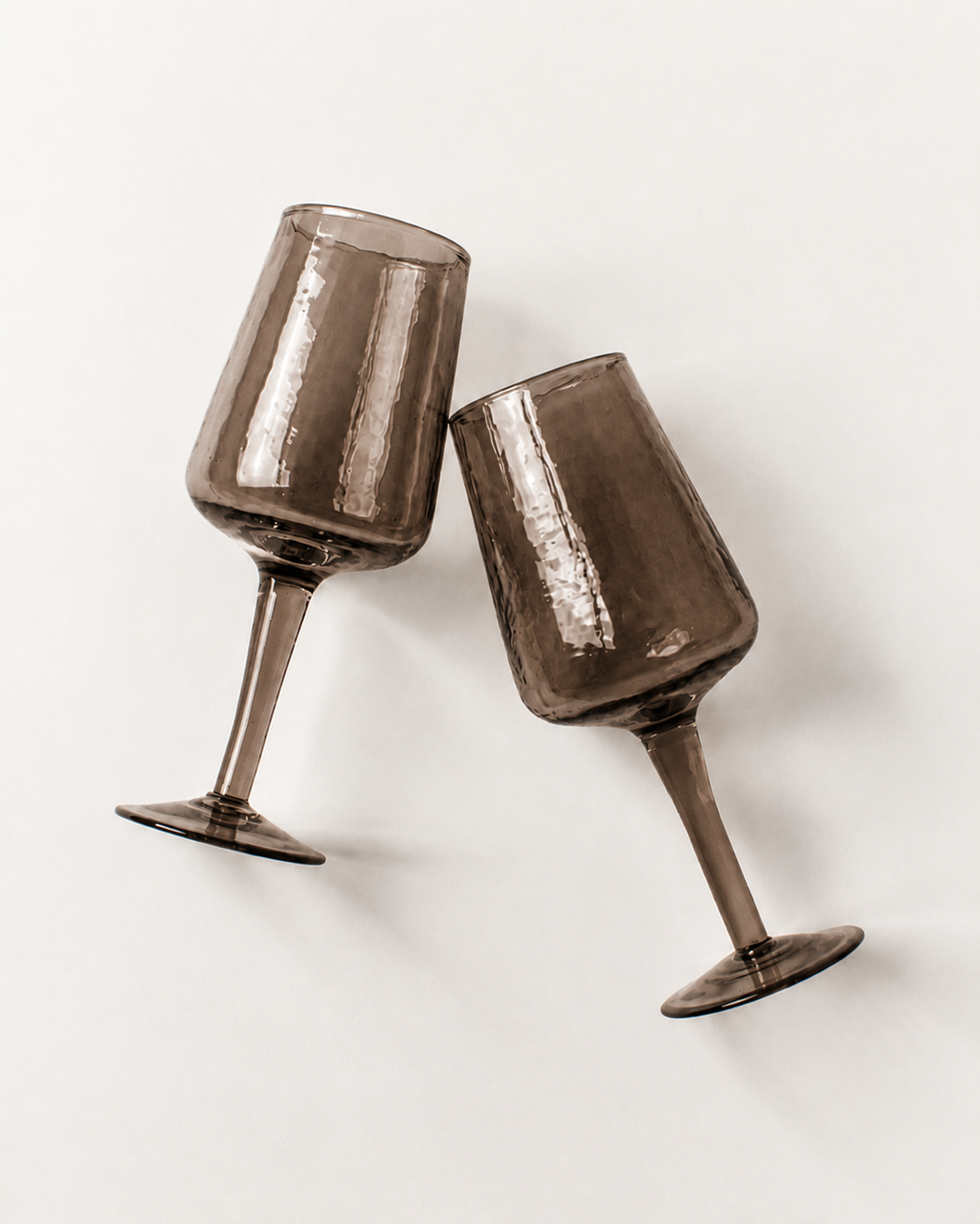 Pair of Handblown Hammered Wine Glasses