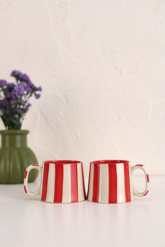 Ceramic Red Stripe Coffee cup- 220ml (SET OF 4)