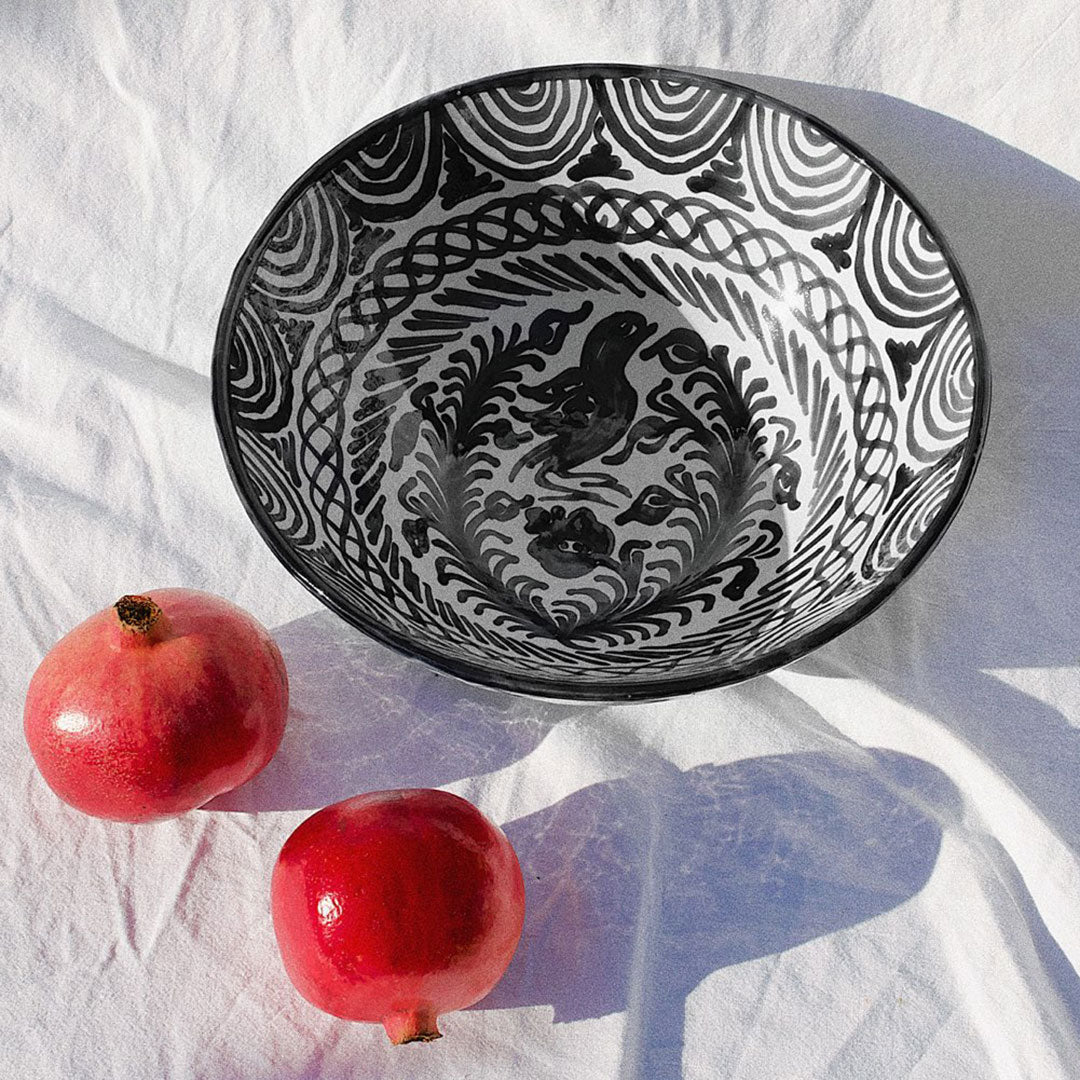 Large bowl with hand painted designs